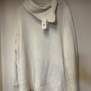Lord & Taylor Cream Cowl Neck Sweater